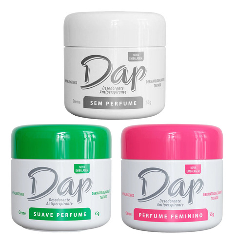 Kit 3 Desodorantes Creme Sem Perfume Suave Masculino Dap 55g