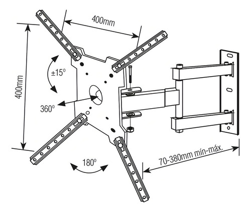 Soporte articulado para TV Brasforma Sbrp1040 de 10 a 55 pulgadas