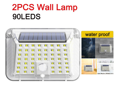 2pcs Luz De Pared Led Solar De Larga Duración De Batería