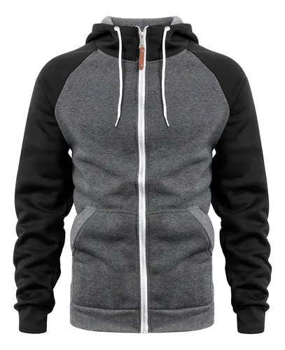 comprar Sudadera Hoodie Hombre Capucha Con Cierre Negro Térmica Moda