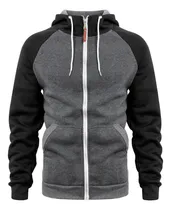 Comprar Sudadera Hoodie Hombre Capucha Con Cierre Negro Térmica Moda