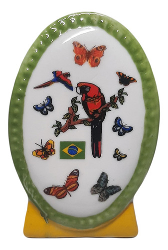 Enfeite Decorativo Arara Brasil Em Cerâmica 103g 10cm C493