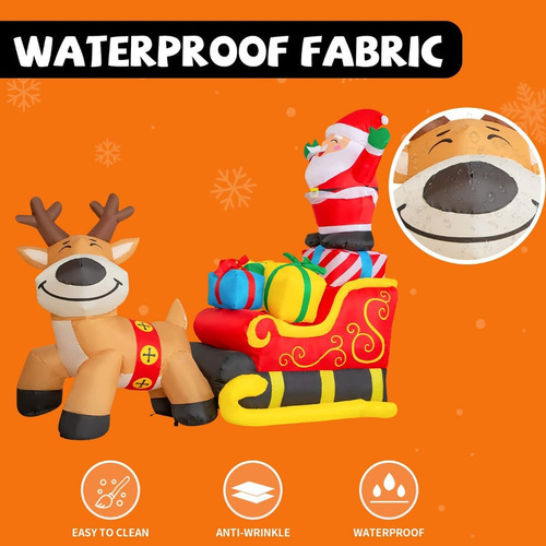 Trineo Inflable Navideño 2 M Largo Con Forma Trineo