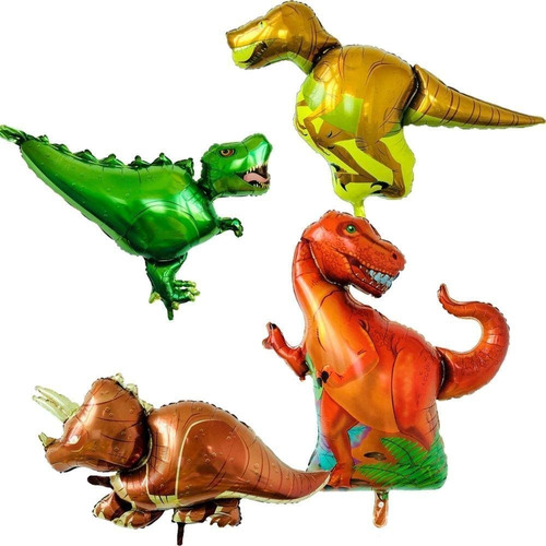 4 Globos De Dinosaurio Jumbo Decoración Fiestas Eventos