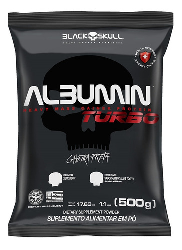 Clara De Ovo Em Pó Albumina Turbo Refil 500g Black Skull Sabor Toffee