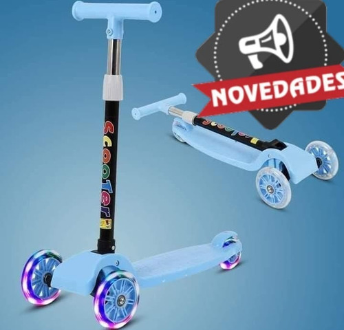 Imagen 2 de 5 de Scooter Plegable Niñas Y Niños (rosado,verde,celeste) Luces