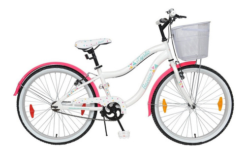 Bicicletas Baccio Mystic Rodado 24 Canasto Blancafucsia Fama Color Blanco