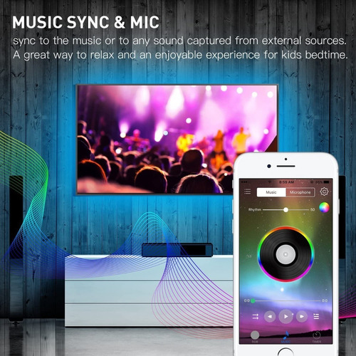 Imagen 5 de 10 de Tiktok Cinta Luces Rgb Led Colores Bluetooth