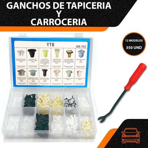 Caja De Ganchos Grapas Clips Tapiceria Carroceria - 350und