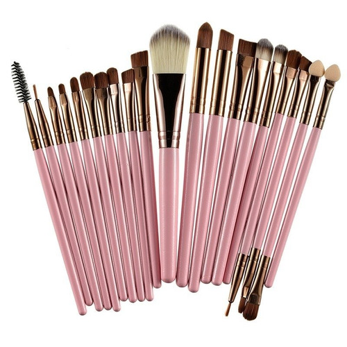 Set De Brochas Maquillaje X20 Rosadas