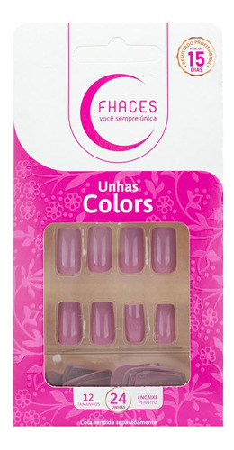 Fhaces Unhas Colors Rosa Flash 24 Unidades