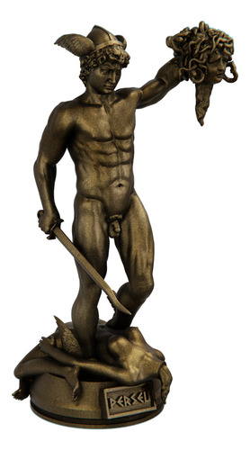 Estátua Perseu Semi Deus Herói Grego - Firenze Cor Cor Ouro Velho
