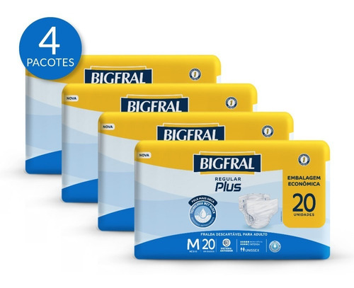 Imagem 1 de 6 de Kit Fralda Bigfral Regular Plus Tamanho M - 80 Unidades