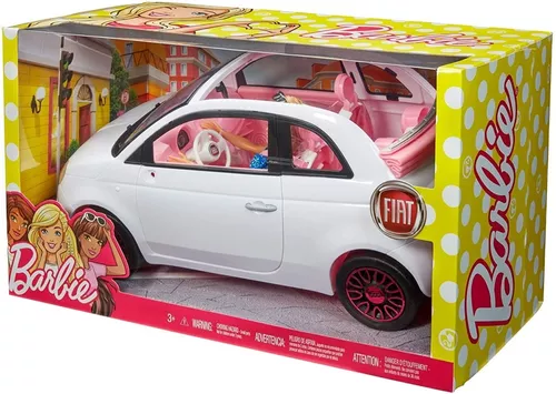 Barbie Muñeca + Carro Fiat 500 Techo Corredizo + Accesorios