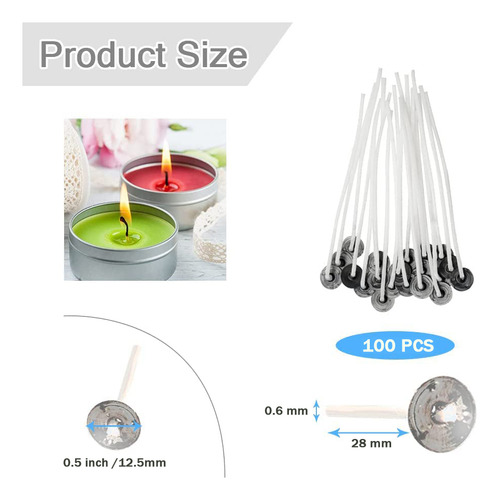 Pábilos Encerados Mecha De Vela 100 Uds Con Wick Tabs 3 Cm