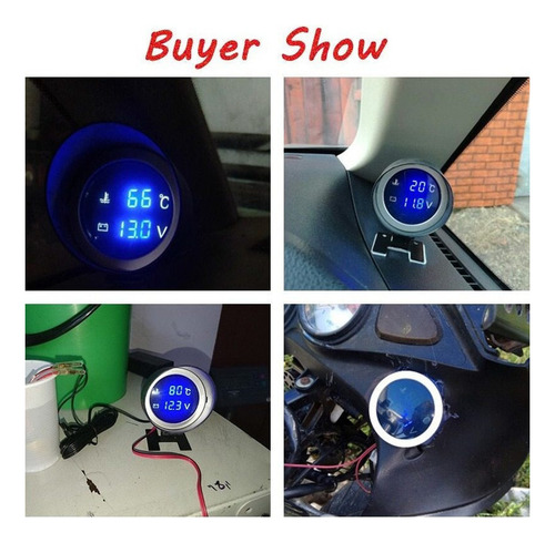 Voltímetro + Marcador De Temperatura Automotriz Universal
