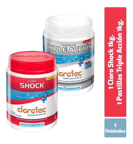 Pastilla Triple Acción Clorotec X 1 Kg + Shock X 1 Kg Combo