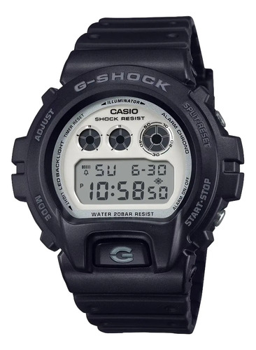 Reloj Casio G-shock Digital Dw-6900wd-1 Correa Negro Bisel Negro Fondo Blanco