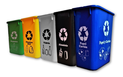 Botes De Basura Para Reciclaje, Paquete De 5 Con Etiqueta | Meses sin  intereses