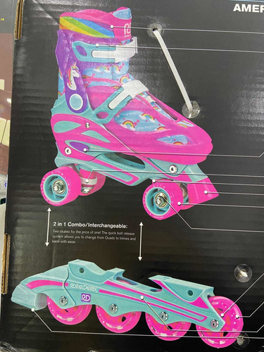 Imagen 2 de 2 de Patines Roller Derby 2 En 1 Talla 3-6 Ajustables Unicornio