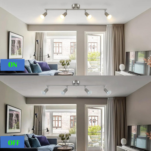 Dehobo Gu10 Cromo Lámpara De Riel Para Decorativas Moderna Iluminación 4 Luces Iluminación De Riel Color Plateado Flexible Lamparas Decorativas Colgantes Lamparas Decorativas Techo Lamparas De Riel