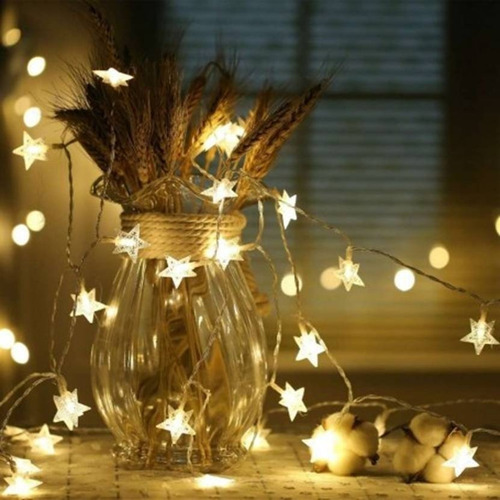 Imagen 7 de 9 de Luces Led Guirnalda Estrellas X 20 Cálida Enchufe Navidad