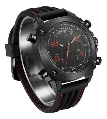 Relógio Masculino Weide Anadigi - Preto E Vermelho