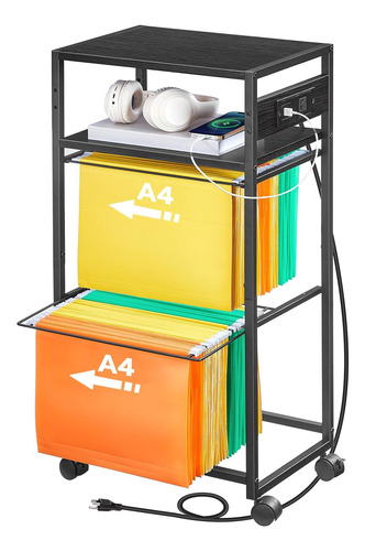 2 Drawer Mobile File Cabinet, Filing Cabinet With Outlet And
