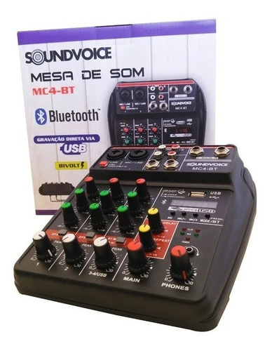 Mesa de som Console Soundvoice MC4-BT 110V/220V 4 Canais Bluetooth