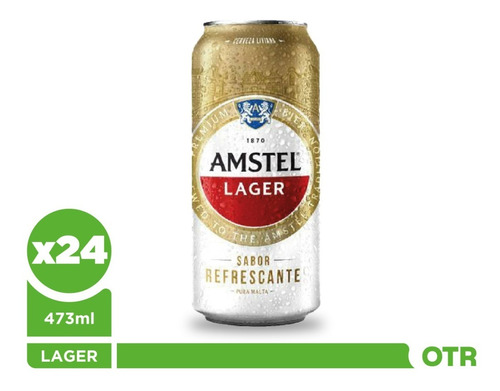 Imagen 1 de 5 de Amstel Lager 473ml X 24. - On The Rocks