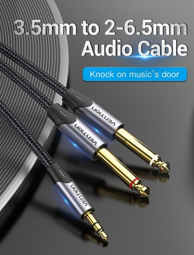 Cable Audio Vention 3.5mm A 2x 6.5mm Macho A Macho 2m