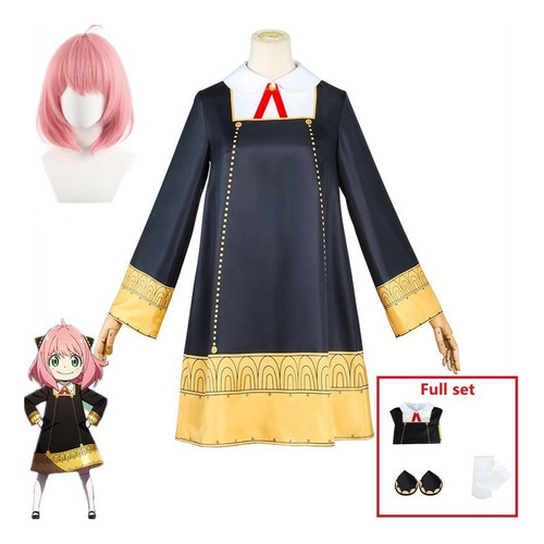 Spy Family Anya Forger Cosplay Girl Vestido Kawaii Peluca De