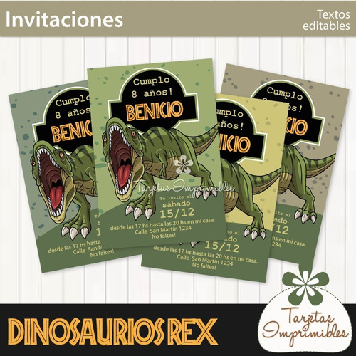 Kit Imprimible Candy Bar Cumpleaños Dinosaurios Rex