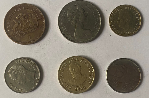6 Monedas Chile Paraguay Brasil Venezuela  España 816/3m