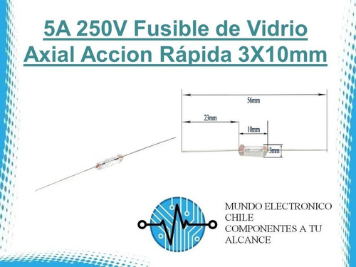 2 X 5a 250v Fusible De Vidrio Axial Accion Rápida 3x10mm