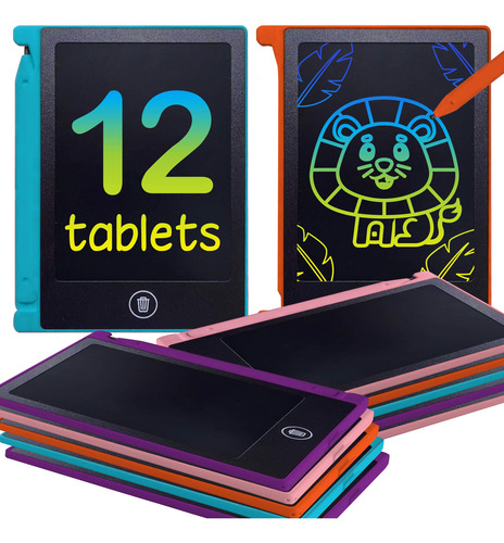 Mini Tableta De Escritura Lcd Para Niños Paquete De 12 Color