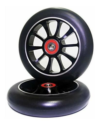 Kutrick Complete 2pcs 110mm Pro Stunt Scooter Replacement Wheels with ABEC-11 Bearing Neo Chrome 