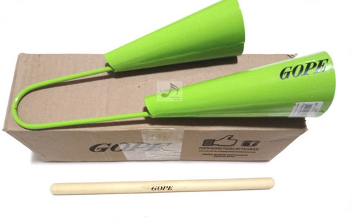 Doble AgogĂ´ con baqueta profesional color verde - Gope
