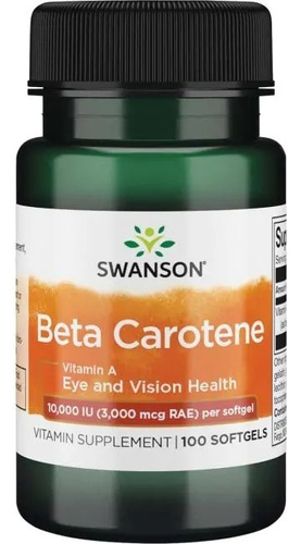 Betacaroteno (vitamina A) 100 Cápsulas Blandas 10000 Iu 