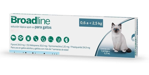 Broadline Pipeta - Gato 0,6 A 2,5kg - Antiparasitario