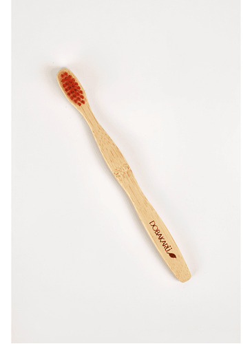 Dobakaru cepillo dental infantil de bambú ecológico mango sin plástico cerdas redondeadas color rojo