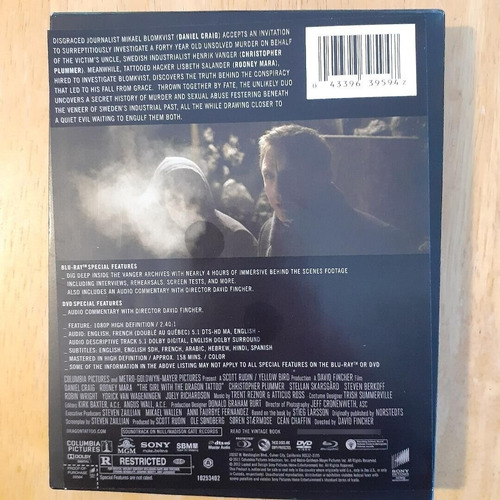Bluray Duplo + Dvd The Girl With The Dragon Tattoo Importado