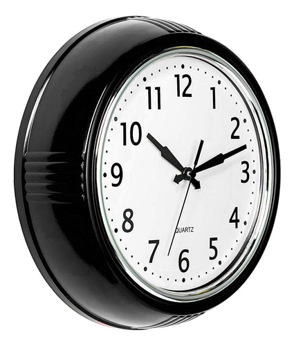 Bernhard Products Reloj De Pared Negro Retro Silencioso Sin 