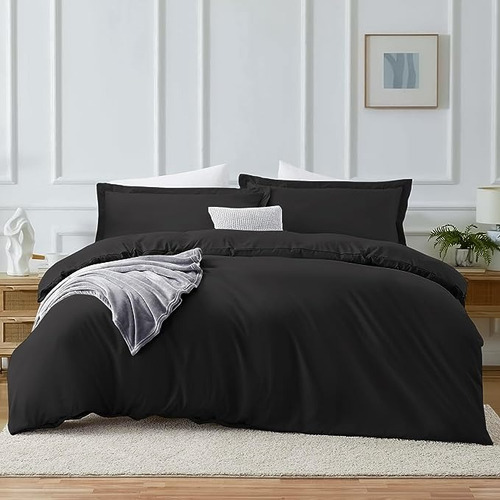 Duvet Cover Liso Microfibra Doble Color Negro