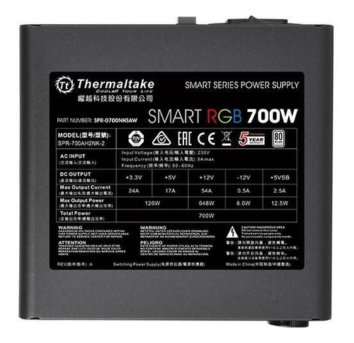 Imagen 4 de 7 de Fuente 700w Thermaltake Smart Rgb 80 Plus