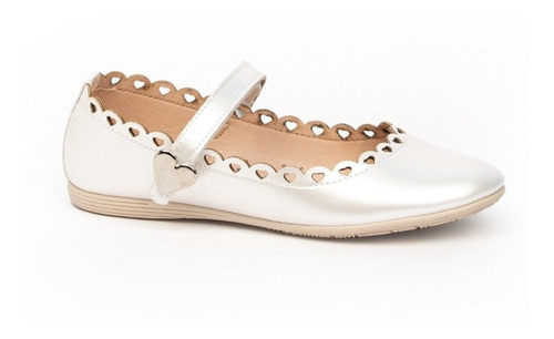 Zapato Balerina Niña Fiesta Blanco Perla Corazon 15 Al 21.5