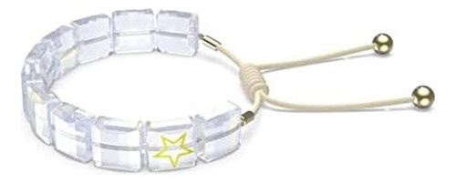 Pulsera Suave Swarovski Letra Con Cristales Blancos De Talla
