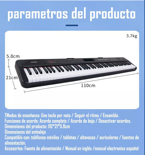 Besser Teclado Electrónico Bluetooth Midi De 88 Teclas 700 Ritmos Y 900 Tonos