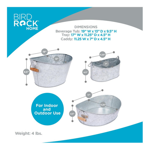 Bebida Galvanizada Birdrock Home Tina, Caddy And Bande
