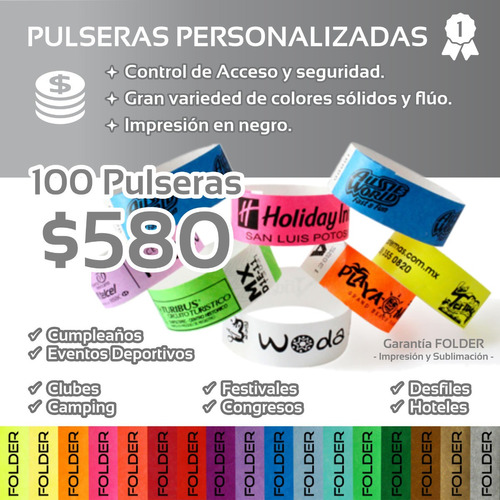 *** Pulseras Tyvek Personalizadas - Eventos - Cumpleaños ***